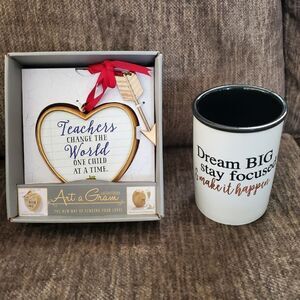 Teachers End Of The Year gift set ! Cute teachers set, wall art and cup